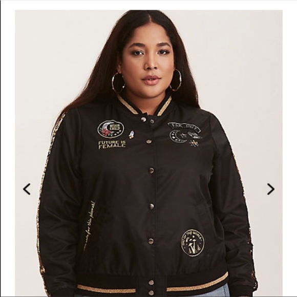 New! Torrid bomber jacket black space femme alien - Picture 2 of 8